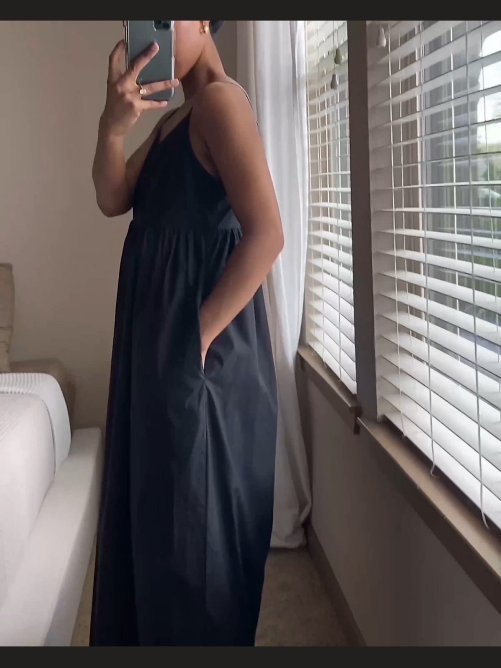NWOT Quince 100% organic cotton sleeveless NAVY maxi dress sz XL